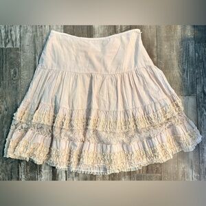 Dean Alan Cream Ruffle A-Line Skirt